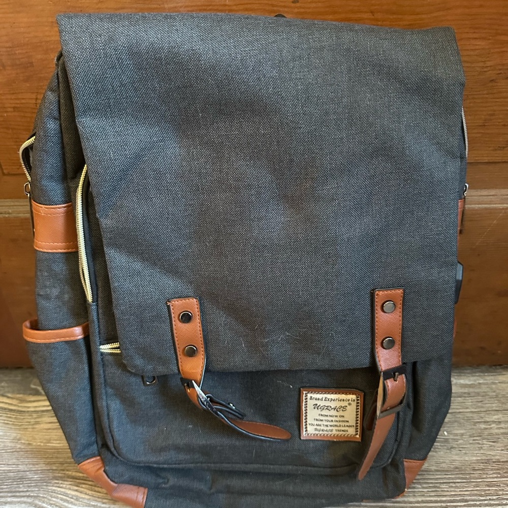 Charcoal and Brown Backpack